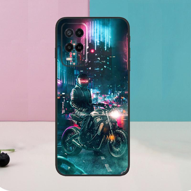 Neon Motorcycle Biker Case For Oppo A5 Pro A6 A15 A16 A76 A96 A17 A57 A98 A58 A78 A18 A38 A54 A74 A94 A40 A60 A80