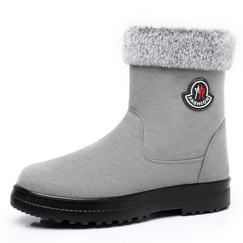 Shoes Women's shoes Winter cotton shoes Fleece thickened snow boots Cold-proof and warm medium tube one-pedal casual cotton boots