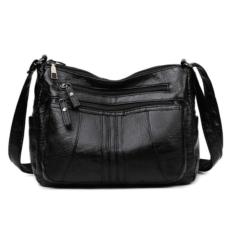 

2024 Новая мягкая кожаная сумка-мессенджер с большим объемом и несколькими карманами для женщин среднего возраста