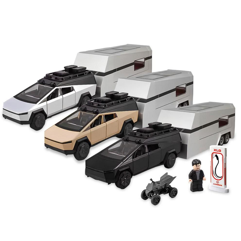 1:28 Scale Die-cast Metal Cyber Pickup Truck Camping RV Model, Alloy Pull-back Toy, Silver