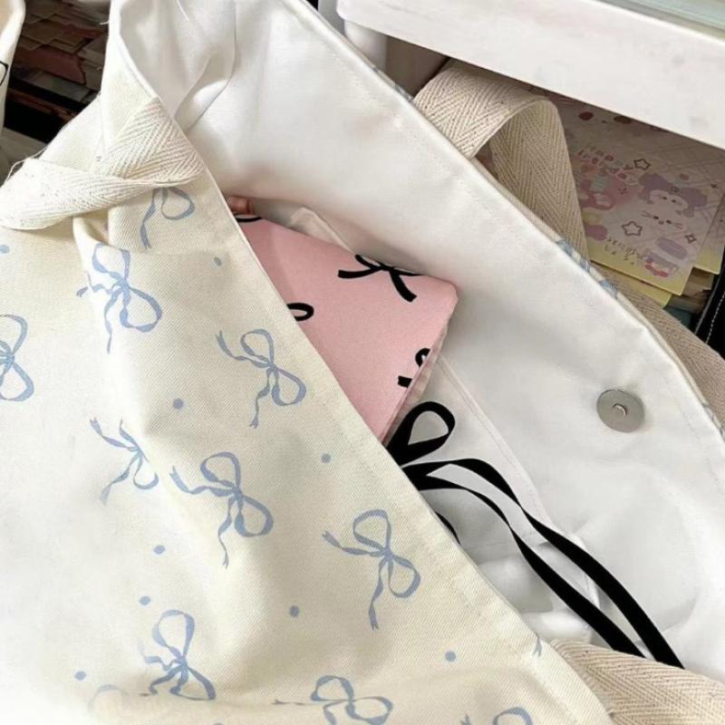 Vintage Polka Dot Women'S Canvas Shoulder Bag Large Capacity Female Messenger Bags Commuter Handbags