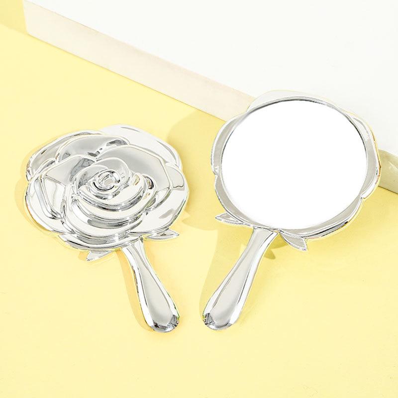 Rose Flower Handheld Makeup Mirror: Single-Sided, HD Surface, Portable Handle Mirror for Beauty Salons