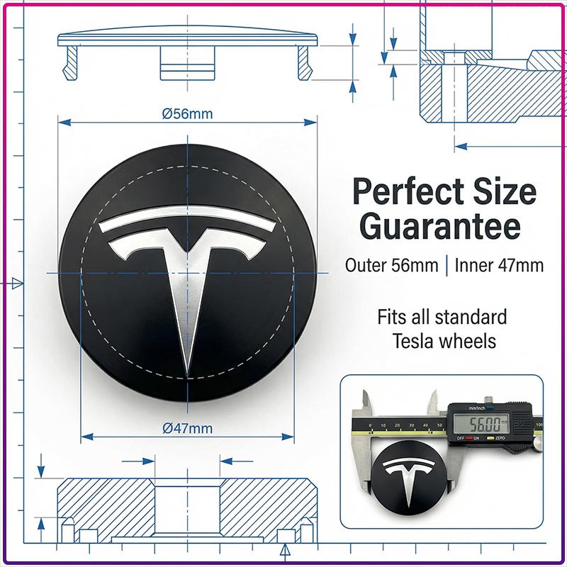 4Pcs 56MM Car Badge Emblem Wheel Center Hub Caps Rim Hubcap Cover For Tesla Model S Model X Model Y Cybertruck Model 3 Model Y