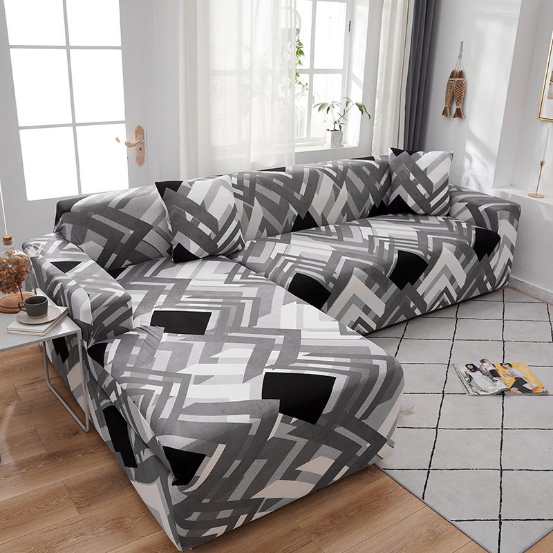 Geometric Printed Couch Cover Sofa Coverastic Slipcovers For Pets Chaselong Protector L Shape Anti-Dust Machine Washable 1Pc