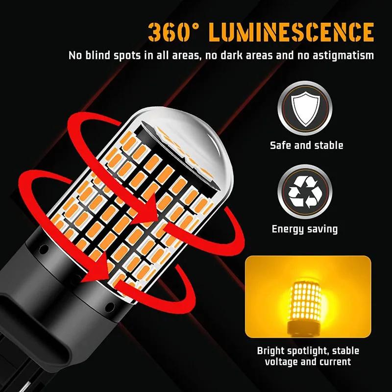 2PCS 1156 BA15S LED CANBUS 3014 144 SMD 1157 BAY15D P21/5W 7440 T20 7443 Turn Signal Light Reversing Lights Brake Lamp 12V WhiteTurn Signal 2