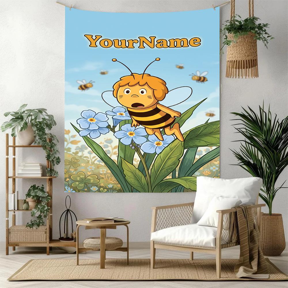 Biene Maja Custom Your Name Wall Decor Tapestry Art For Pet Memorial Birthdaywedding Party Backdrop Family Gift