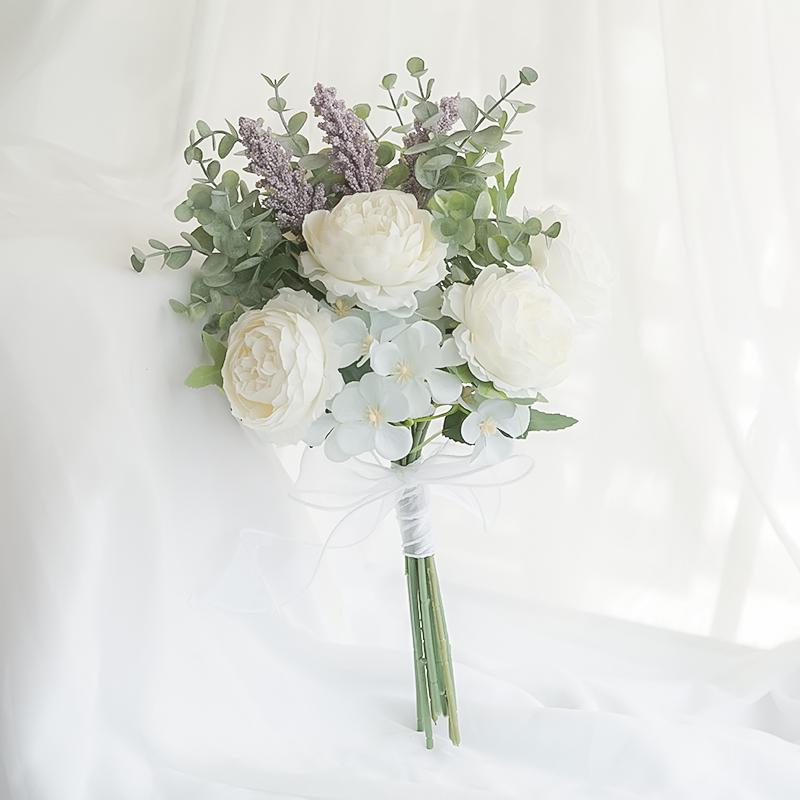 Bouquet Sposa Eucalipto Stile Foresta - Composizione Floreale Artificiale a Mano per Matrimoni & Arredo Casa