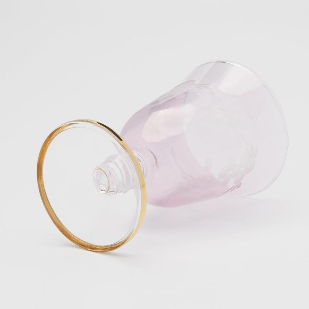 Otsuka Glass "Colorful Poem" Sake Glass, 70ml, with Stand, Pink Flower Kiriko, Made In Japan, 9203-15-1PK-1P