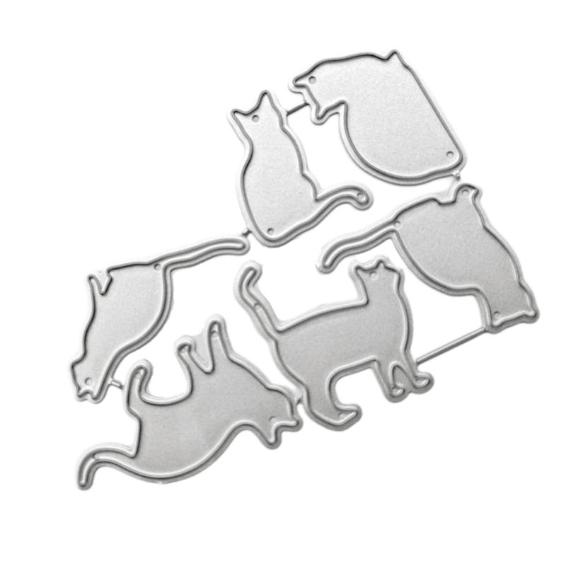 Multipurpose Kitten Animal Shape Cutting Dies Carbon Steel Die Cut Metal Embossing Stencils for Card Making Scrapbooking