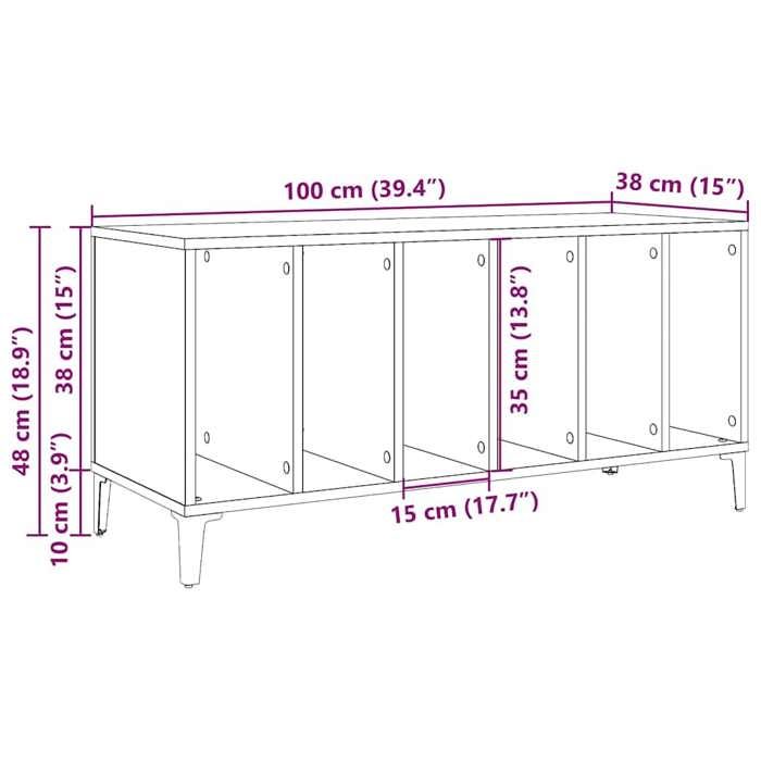 VidaXL Record Cabinet Artisan Oak 100x38x48cm Engineered Wood, Storage Cabinet for Records, Sideboard for 857170