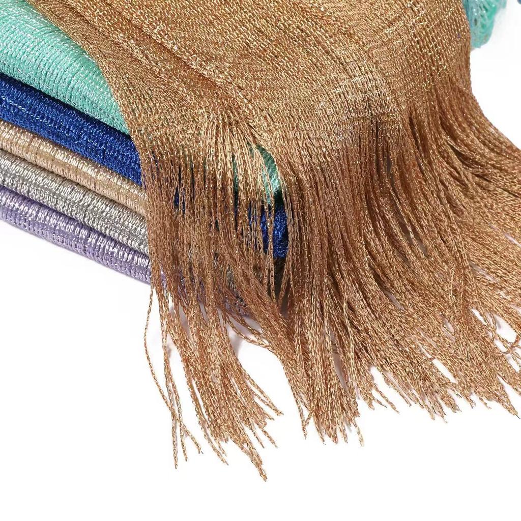 Women'S Artificial Silk Scarf Gold And Silver Silk Flat Scarf Thin Scarf Polyester And Nylon Scarf European And American Hollow Scarf