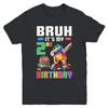 Bruh Its My 2nd Birthday Master Builder Dabbing Block Brick Shirt Kid Short Sleeve Tee