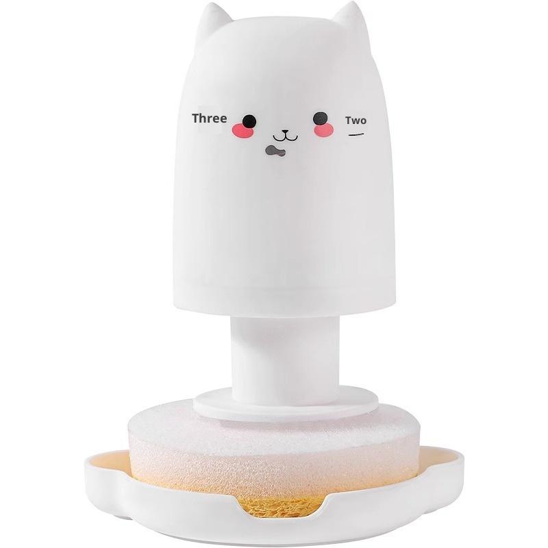 Cute Cat Kitchen Bru Sponge Dishcloth Pot Brush Wood Pulp Cotton Magic Cleaner Brush Special Tool For Kitchen Burning