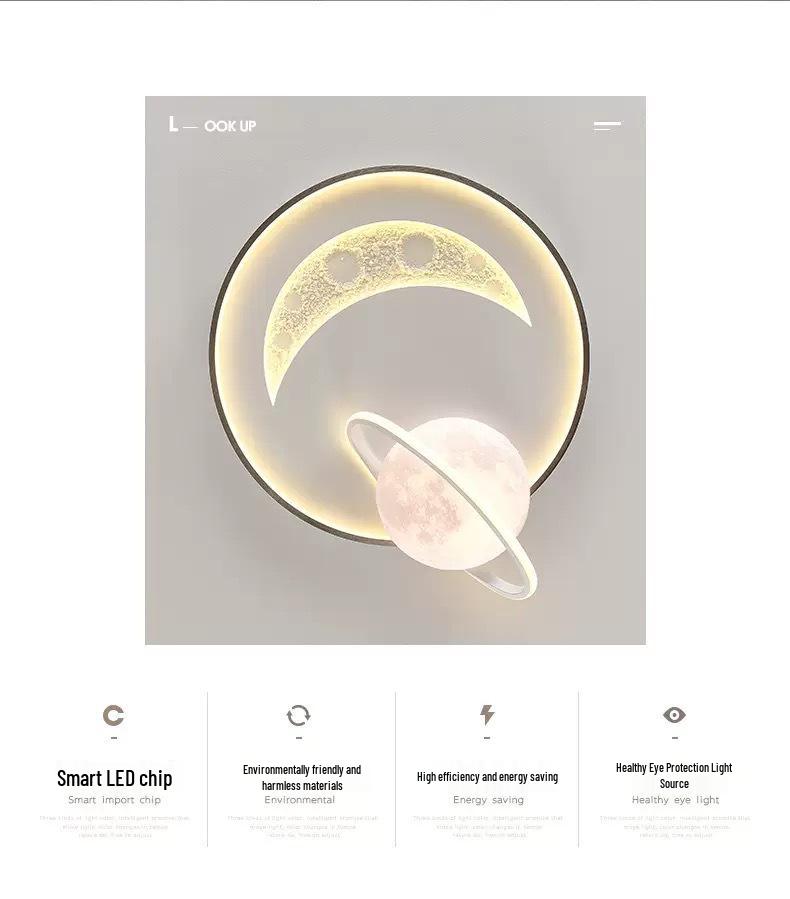 Modern Minimalist Nordic Ceiling Light - Full Spectrum Moon & Starry Sky Design for Master and Children's Bedrooms