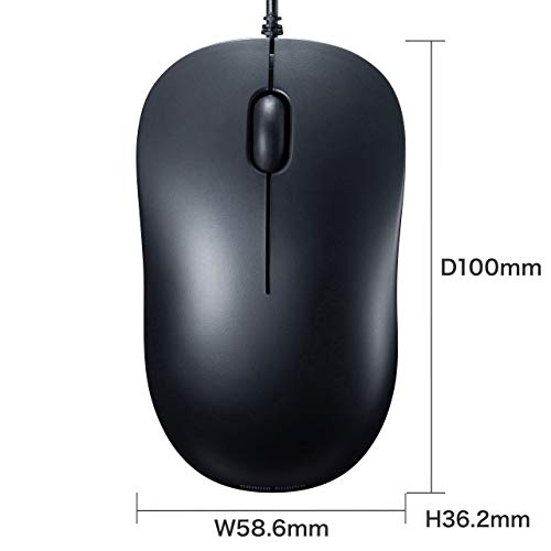 Sanwa Supply Wired Mouse Type-C Connection Blue LED Sensor Medium Size Windows/Mac Compatible MA-BLC194BK