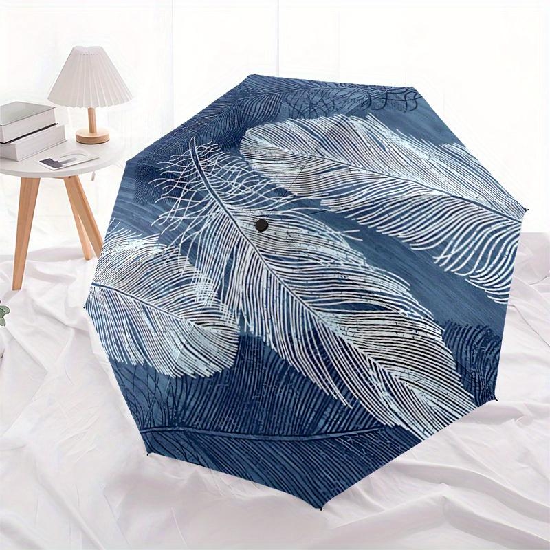 1pc Feather Circle Automatic Open/Close Umbrella with One Touch Button,, Windproof Design   Lightweight Portable Umbrella for Women & Men6122