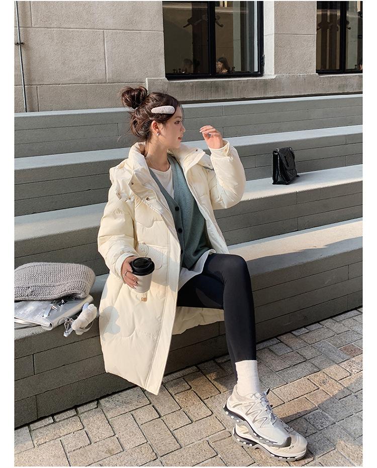 Women's Autumn and Winter Jacket Solid Color Hooded Mid-Length Thick Loose Women's Jacket 5 Colors