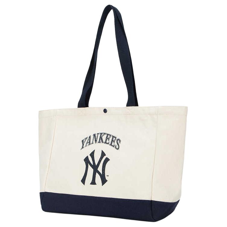 New MLB Cotton Tote Bag, Shopping Bag, Shoulder Bag Unisex Ecru & Blue 3AORV015N-50CRS
