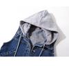 Gilet di jeans da donna Primavera Autunno Abiti senza maniche Top selvaggi Giacca corta con cappuccio Donna Gilet di jeans denim Giacca femminile