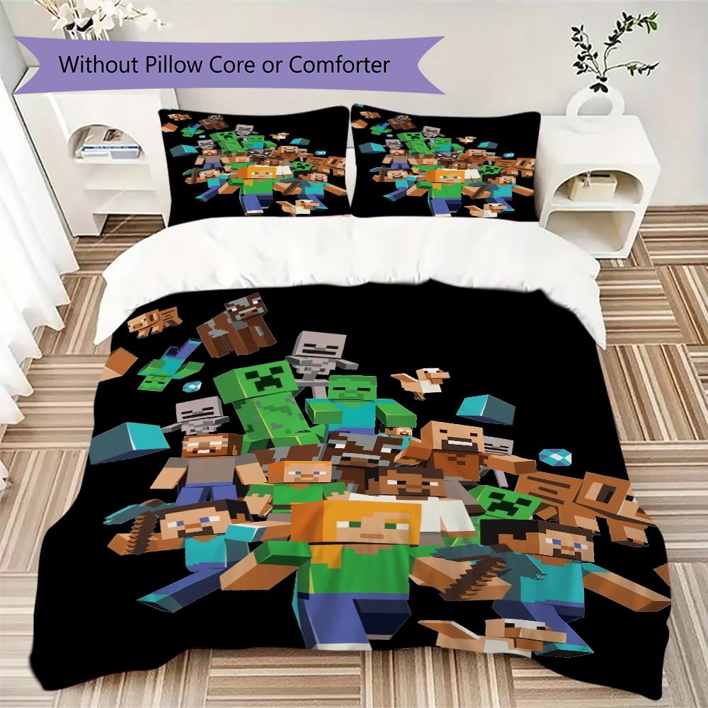 Block World Adventure Bedding 1 Duvet Cover 2 Pillowcase Without Core Without Core Christmas Birthday Gift Duvet Cover And Pillowcase