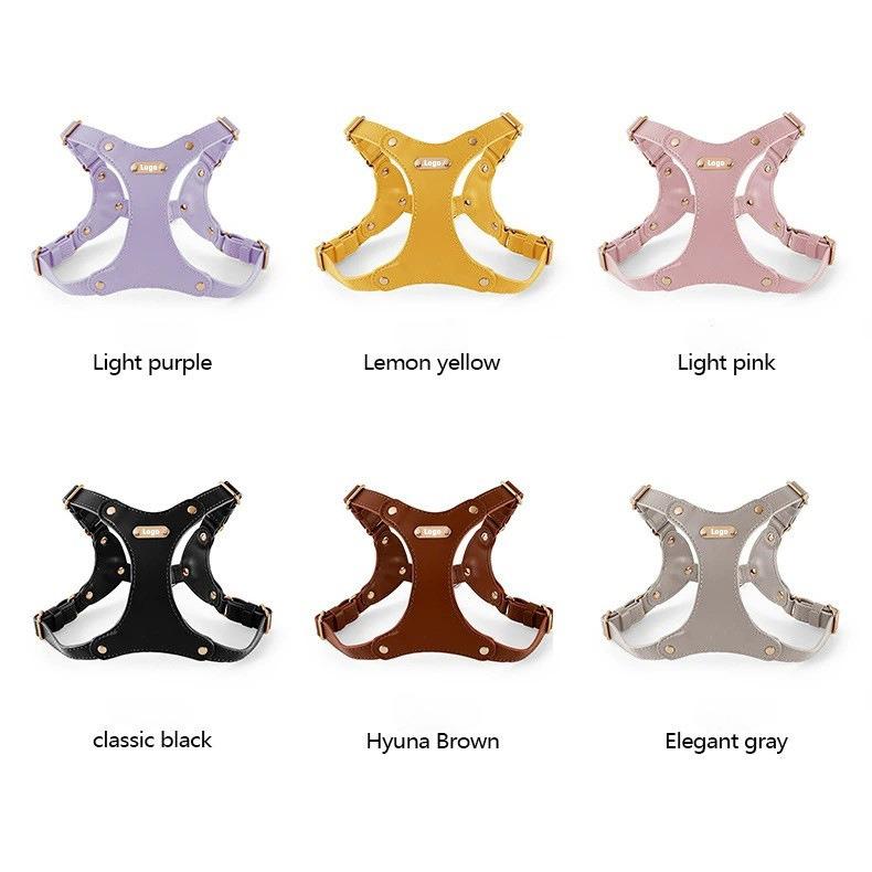 Loudik Soft Leather Dog Chest Strap Pet Leash Set Walking Leash Puppy Strap Small and Medium Dog Out Accessories Wholesale
