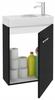 Bathroom cabinet with a black wall-hung washbasin 50x70 Small with an elongated chrome tap