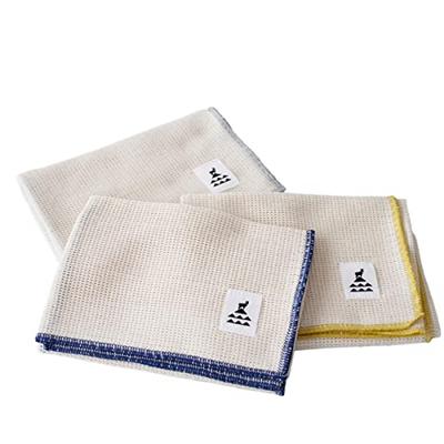 Kamoshika Tool Shop Dishcloths, Set of 3, Made In Japan, 50 X 35 Cm, Large Size, 100% Cotton, for Drying Dishes, Hands, and Kitchens