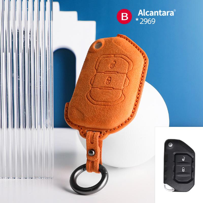 Interior Mouldings Car Remote Key Case Cover Shell For Jeep Wrangler JL JK JLU XD Gladiator JT Protector Suede Alcantara Accesso