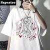 Women T Shirts Anime Letter Print Short Sleeve O-Neck Tee Shirts  Oversized T-Shirt Women Hip Hop Streetwear Tops FeUnisex Clothes