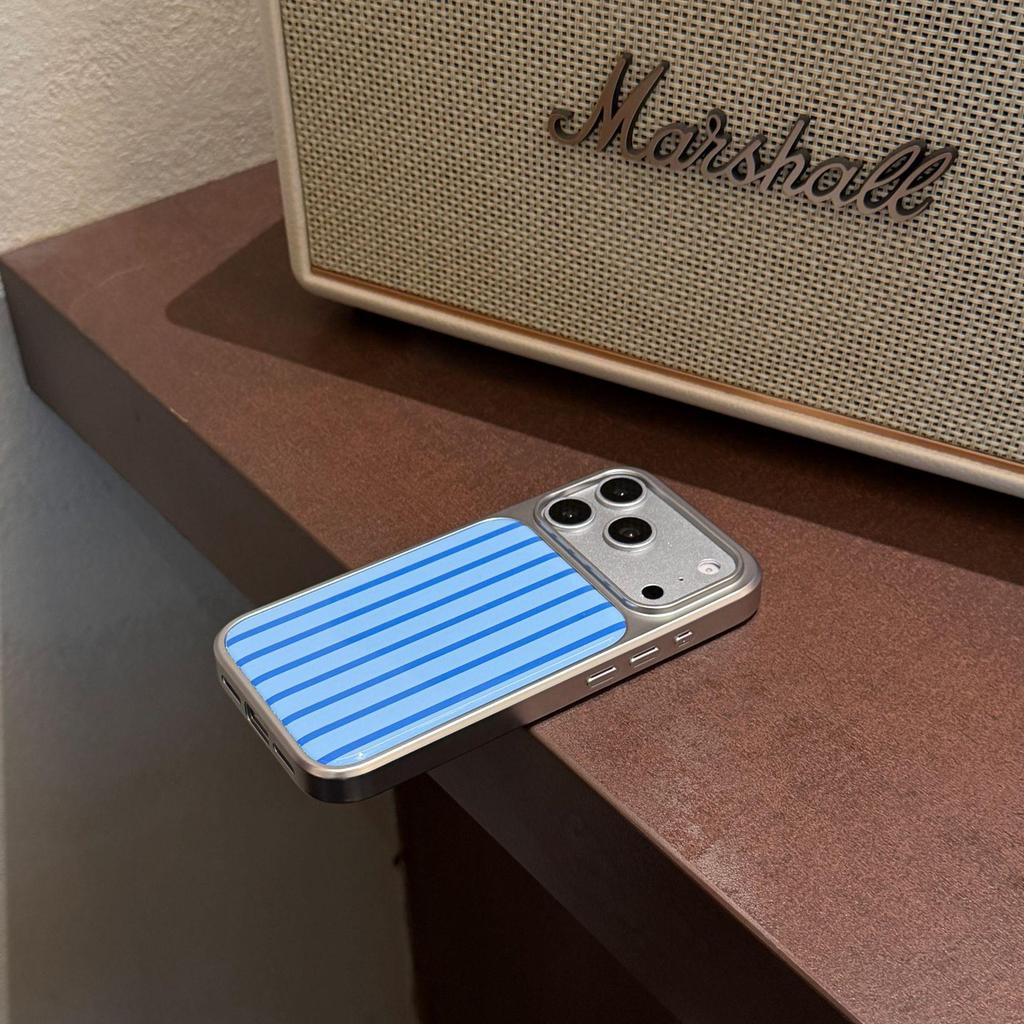 Niche Simple Color Block Stripes Case for iPhone 14/15/16/17 Pro Max