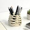 Ribcage Pen Holder Gothic Makeup Brush Holder 3D Printed Anatomy-Themed Skull Pen Holder Desktop Organizer for Vanity Desk Office Room Decor