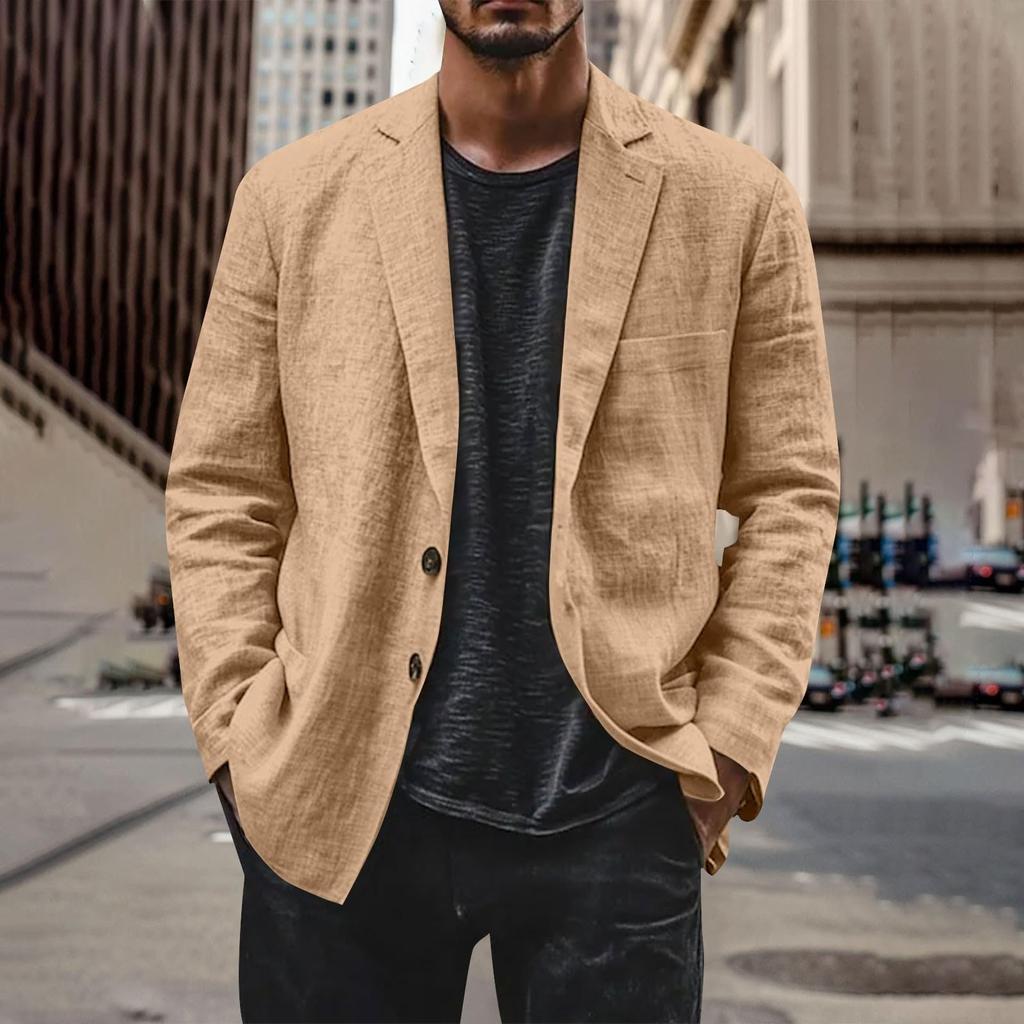 Men's Casual Fashion Jacket Solid Color Long Sleeve Jacket With Pockets