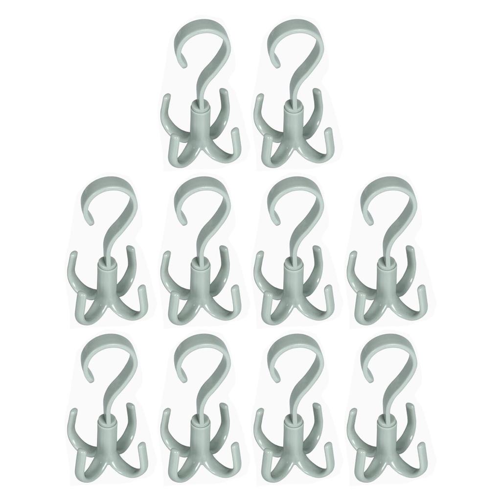 10Pcs Rotating Hook 4 Prong ABS Hat Display Hanger Scart Necktie Storage Hook for Closet Home