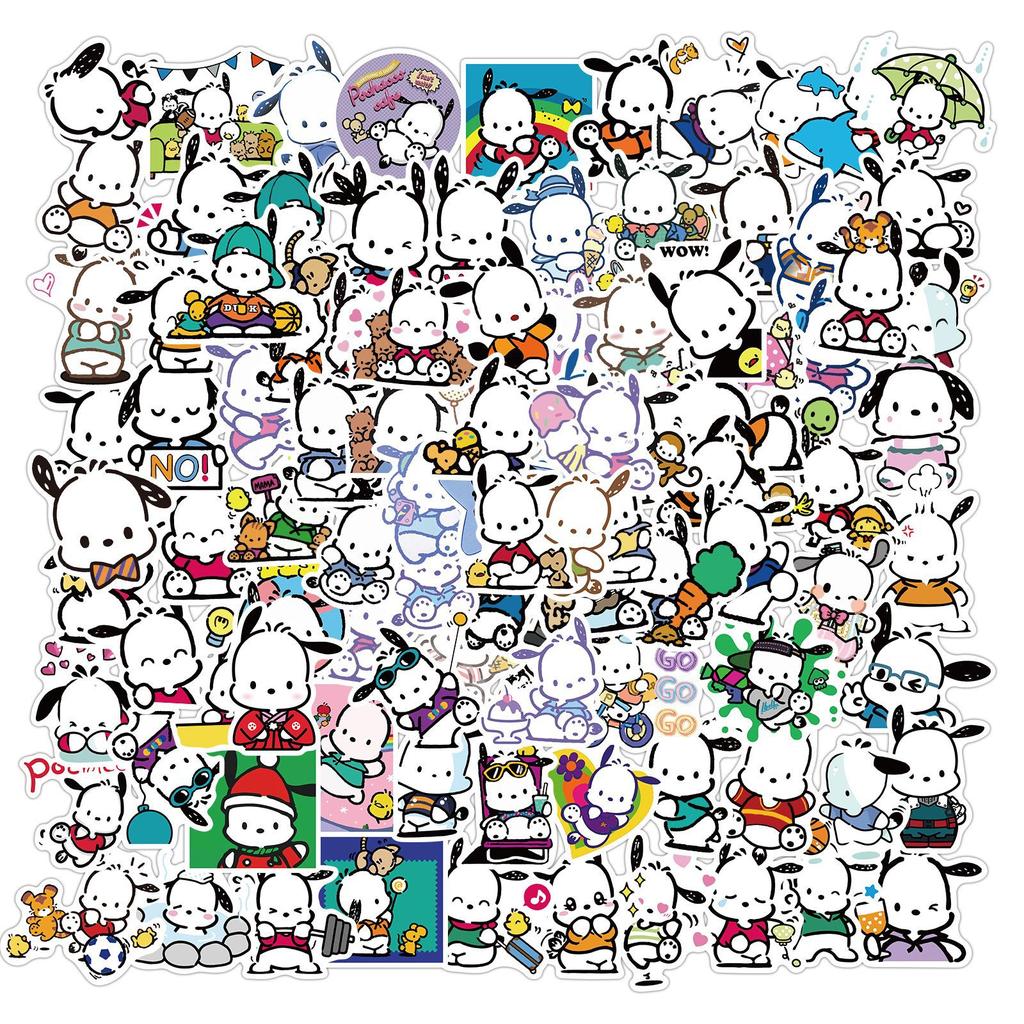 50/100PCS Sanrio Pochacco Cartoon Stickers Waterproof Graffiti Phone Laptop Luggage Guitar Notebook Stickers Decals Kids Toys