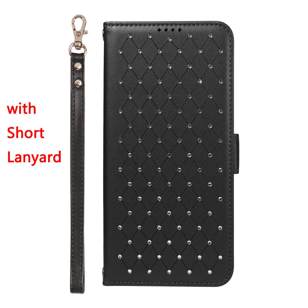 Phone Case for iPhone 17 16 Pro Max 15 Plus 14 13 Plus 12 Pro Max Bling Leather Phone Case with Lanyard Flip Wallet Stand Cover