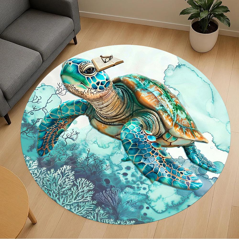 1PC turtle sea Office Round Area Rug, Under Office Chairs Bedroom Living Room Home Decor, Carpet for Office -1110028