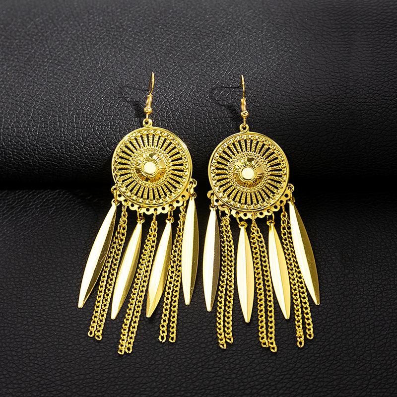 Fashion Ladies' Bohemian Bell Tassel Lady 1 Pair Earrings Leaf Pendant Earring Unique