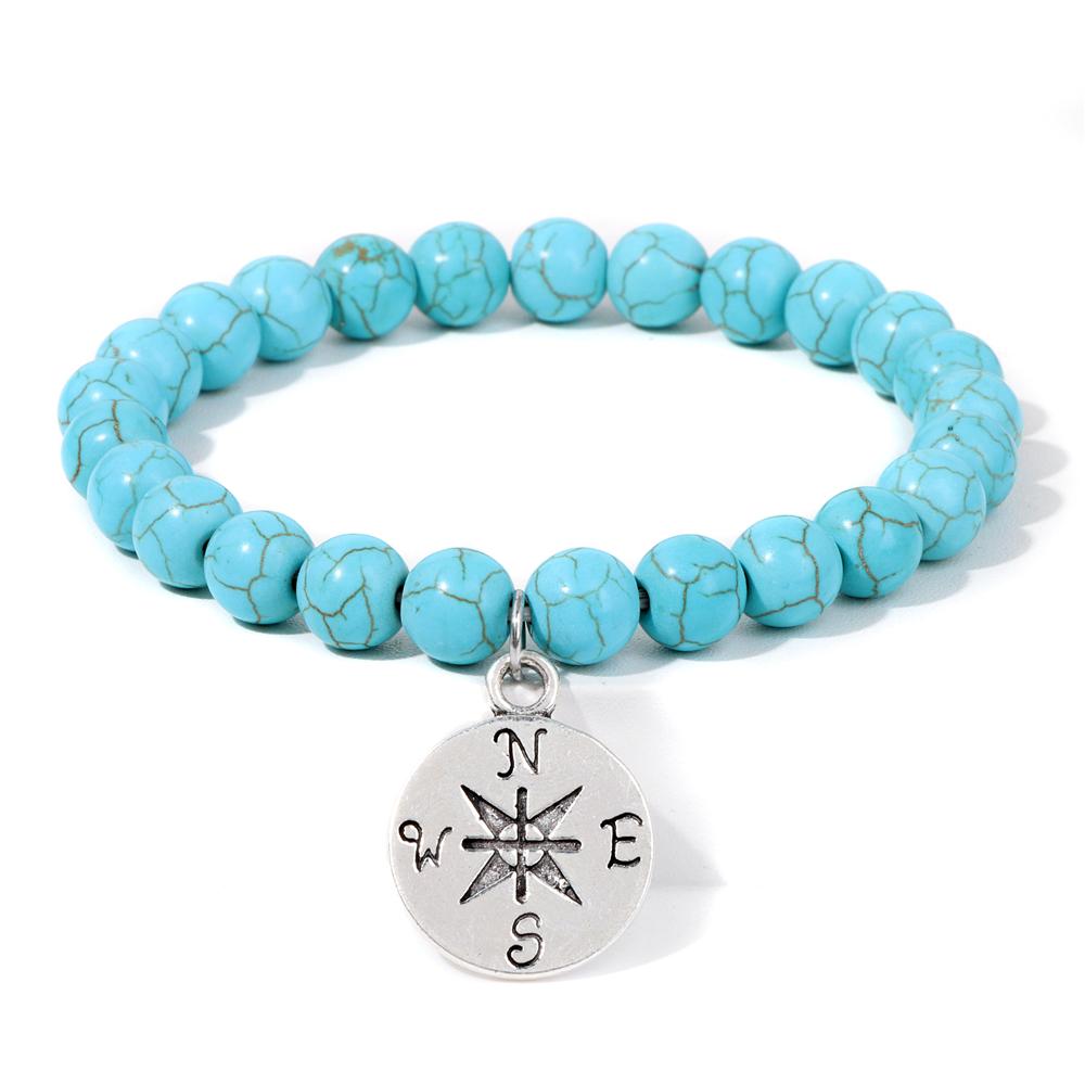 New Blue Turquoises Stone Bracelet Fashion Bohemian Green Blue Turquois Charm Bangle Handmade Healing Energy Jewelry Gift