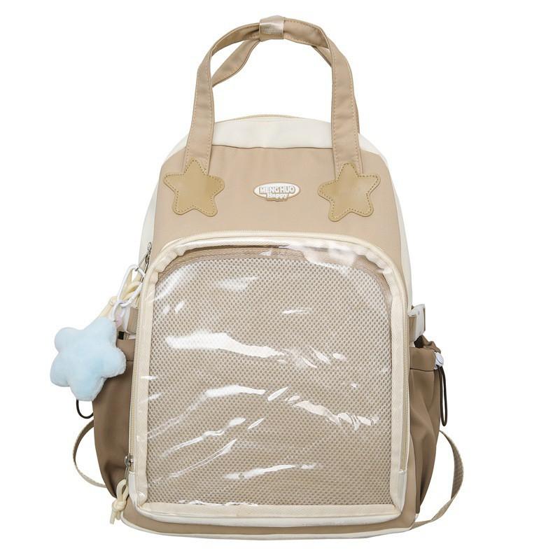 College Ins Cute All-matching Schoolbag Female Japanese Students Large-capacity Backpack Transparent PVC Star Pain Bag