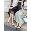 Eiyken Designer Buckle Clip Toe Women Slippers Fashion Wedges High Heels Sandals Summer Flip Flops Female Shoes