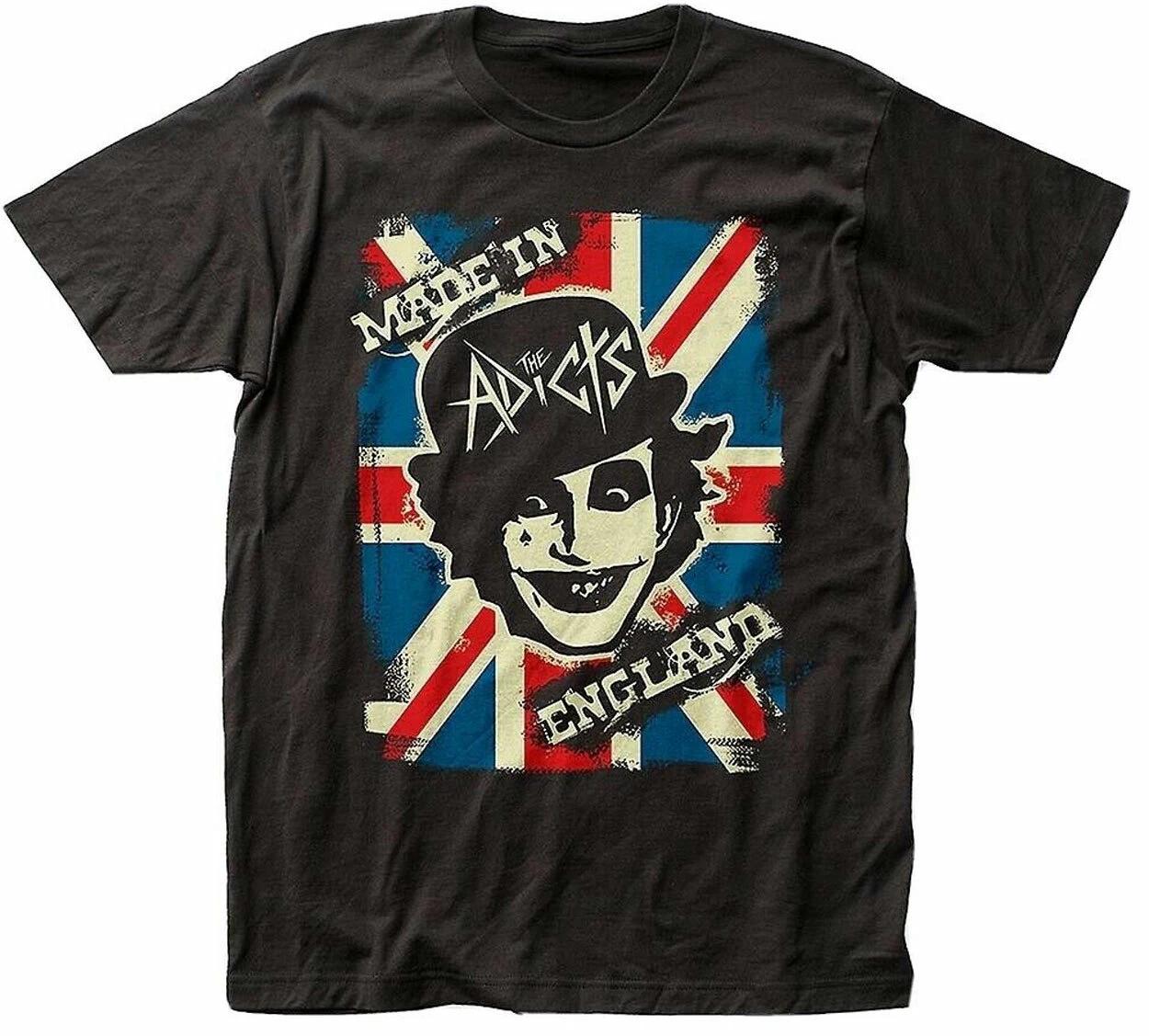 Official The Adicts Made In England Mens Black 100% Cotton T-shirt Mens Tees Top The Adicts Classic Tee S