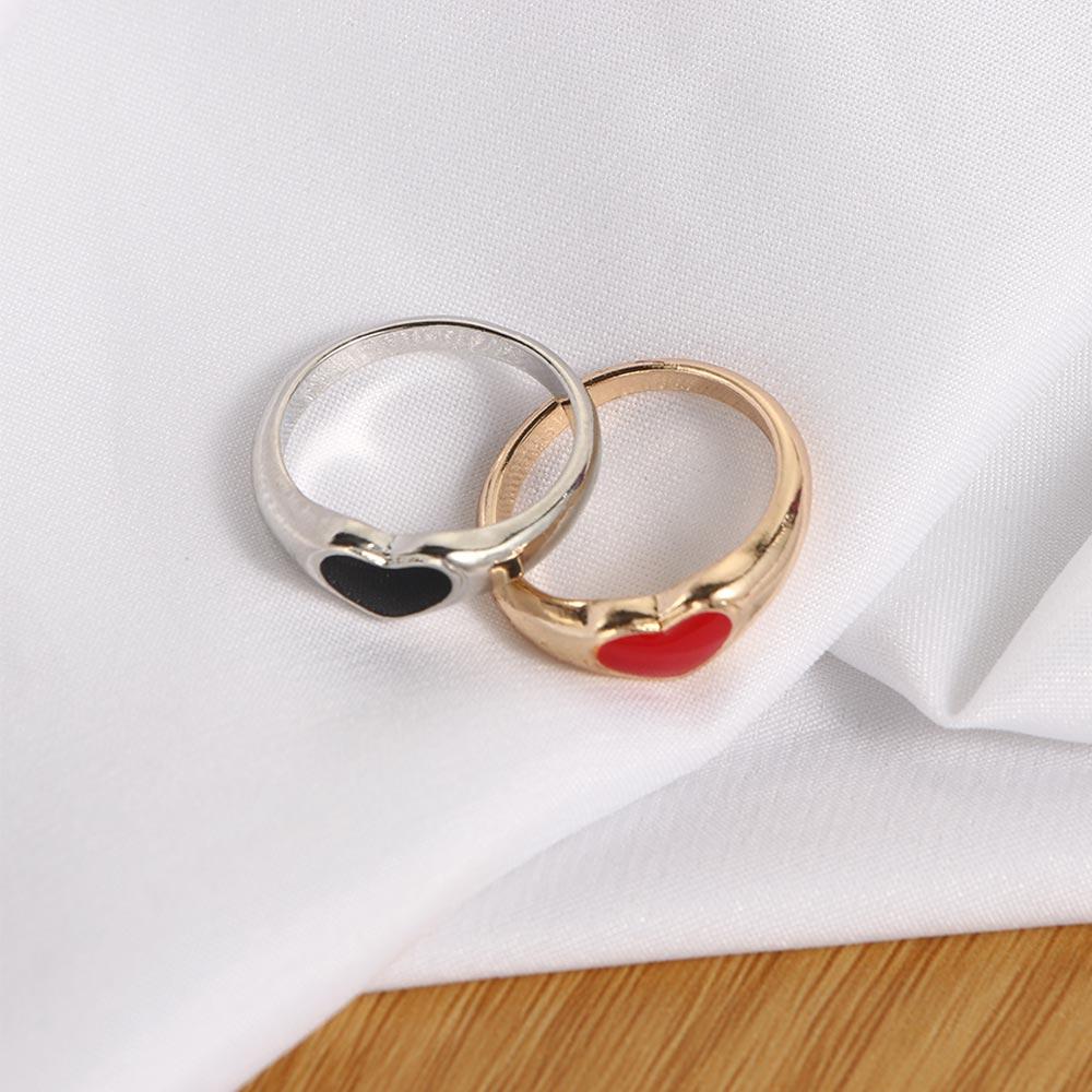 Romantic Red Black Heart-shaped Fashion Accessories Couple Ring Finger Ring Party Jewelry Rings
