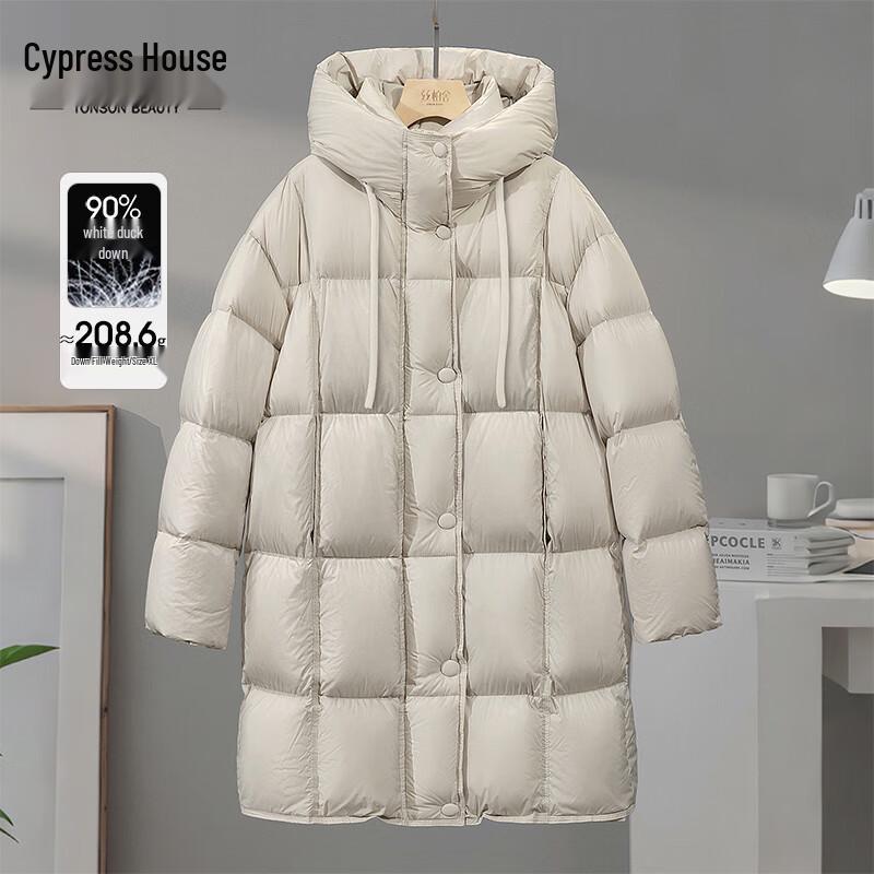 

Women s Drawstring Hooded Mid-Length Down Jacket L