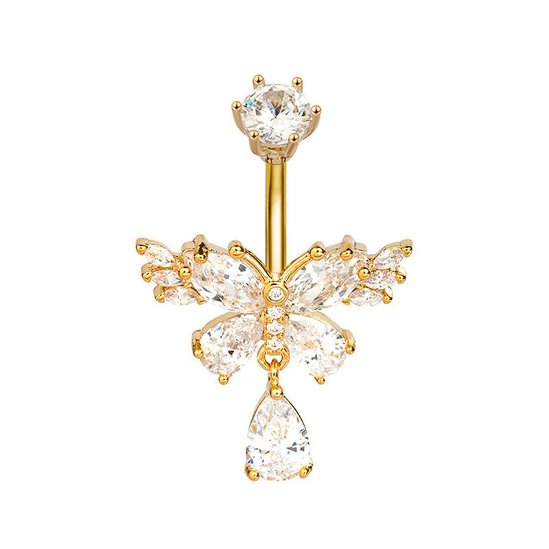Butterfly Navel Ring For Women Girls Exquisite Zircon  Belly Button Rings Sexy Belly Piercing Body Jewelry Gifts