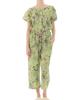 Narue Shirred Voile Coral French Sleeve Pajama Green Women's Set,
