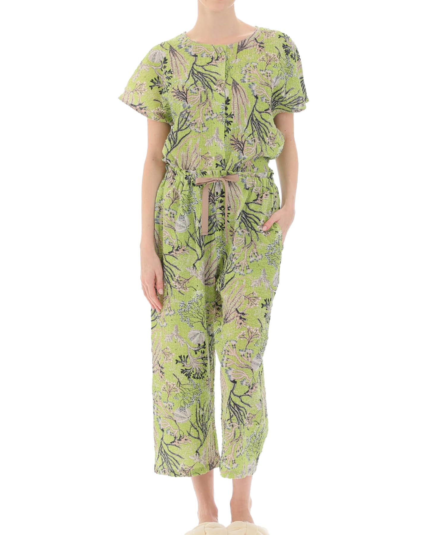 

Narue Shirred Voile Coral French Sleeve Pajama Green Women s Set, зелёный