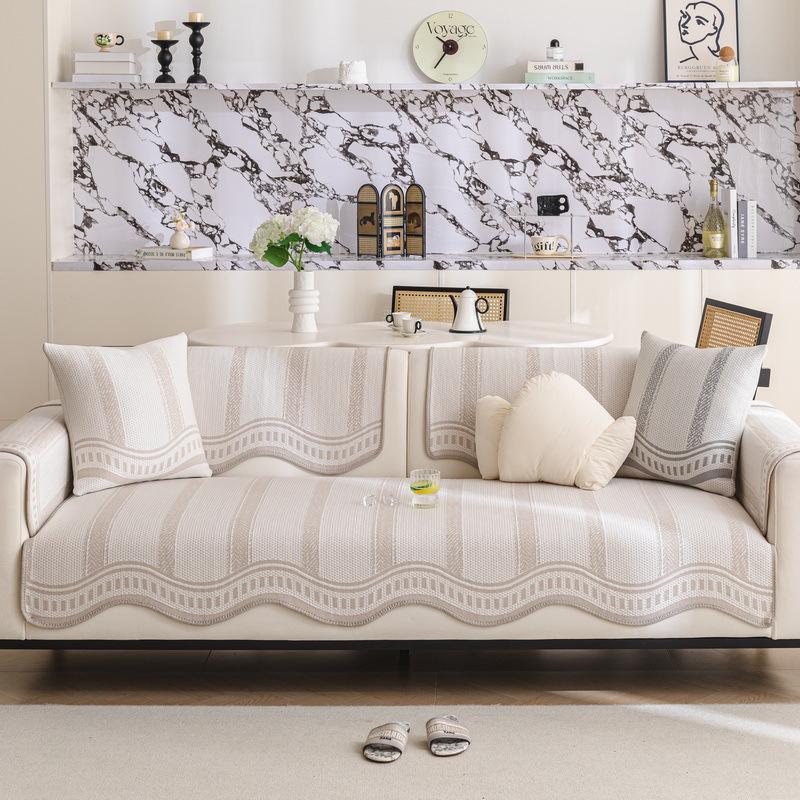 Special-Shaped Sofa Cushion, Ice Silk, Summer Cool Non-Slip Sofa Mat, Straight-Lined One-Piece Anti-Cat Scratch Sofa Cover