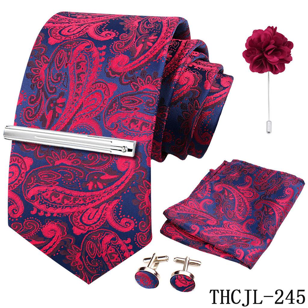 Men'S Business Dress Tie 5-Piece Groom Best Man Dress Accessories Gaowei Dense Jacquard Tie Worker