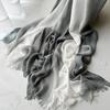 Personalized hand-painted cotton scarf women's short beard gradual change color travel shawl Yunnan Dali blue and white tie-dyed silk scarf