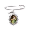 Wedding Bouquet Photo Charm Diy Pin Making Lace Frame Wedding Charm Oval Glass Cabochon Photo Frame Pins with Pendant